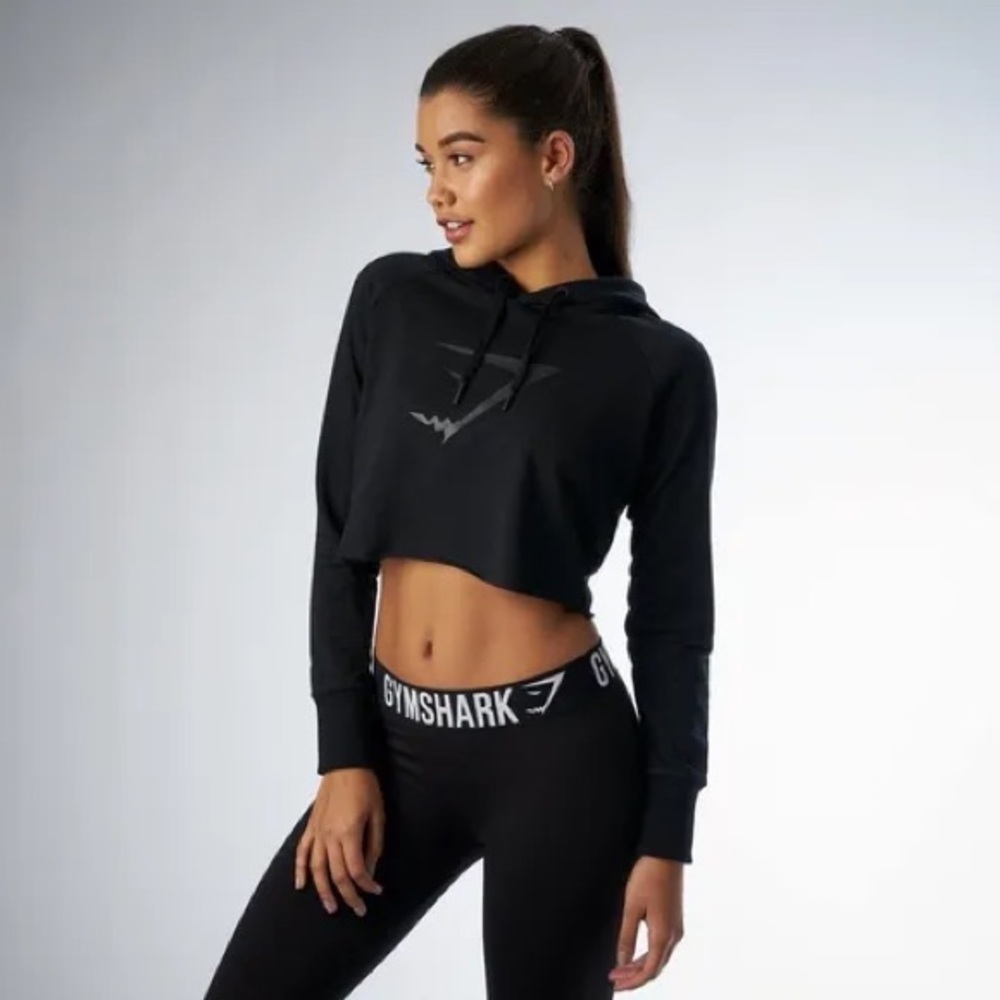 Gymshark Crop Hoodie Black Size L